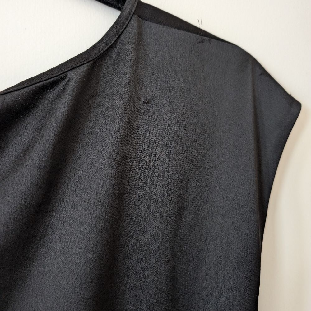 Anthropologie BHLDN Louisa Satin Charmeuse Black Front Tie Midi Dress Size 4 - Picture 11 of 12